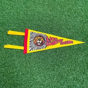 Vintage Lion Country Safari Felt Pennant Zoo Animal Park Mid Century Decor